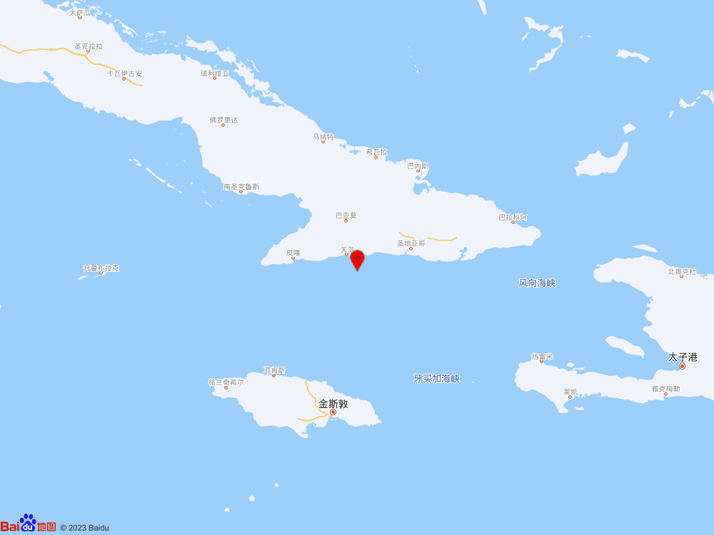 古巴南部海域（北纬19.80度，东经-76.50度）发生5.9级地震
