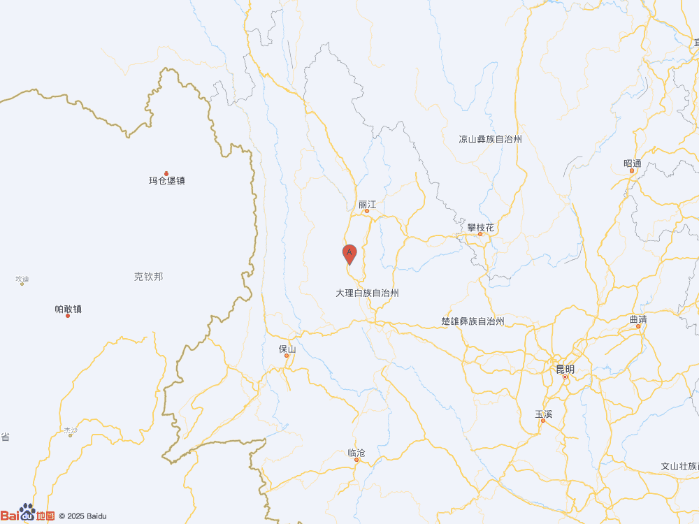 云南大理州洱源县（北纬26.27度，东经100.00度）发生4.8级地震